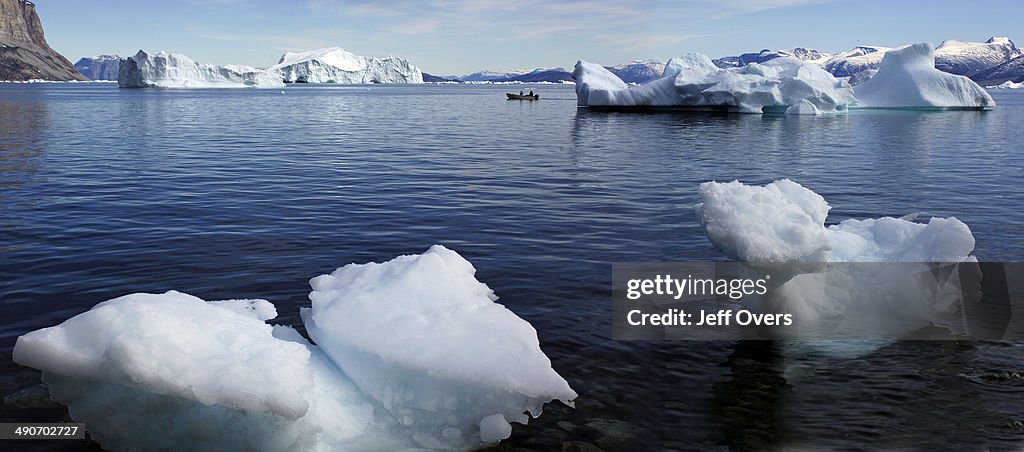 Icebergs off the coast of Uummannaq , Greenland.