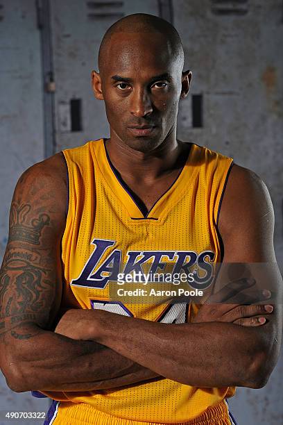 Kobe Bryant of the Los Angeles Lakers poses for a portrait during media day at Toyota Sports Center on September 28, 2015 in El Segundo, California....