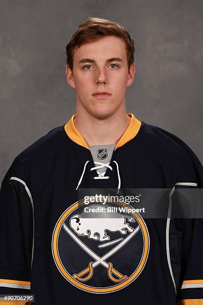 Brycen Martin of the Buffalo Sabres poses for his official headshot for the 2015-2016 season on September 17, 2015 at the First Niagara Center in...