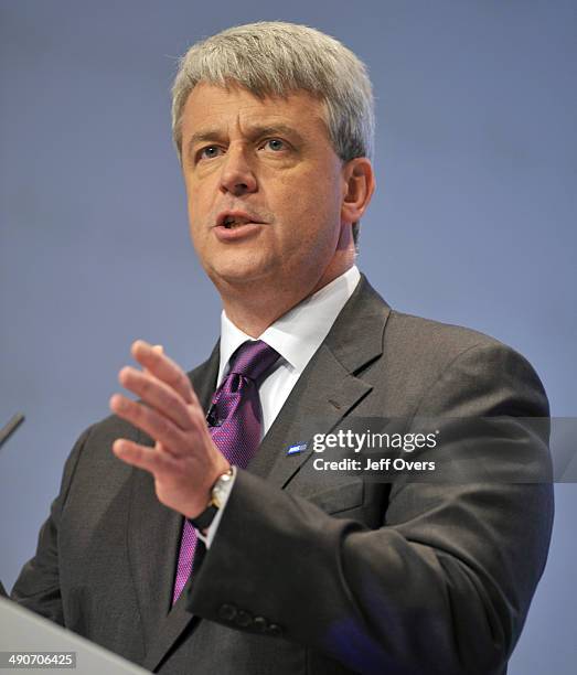 Shadow Health secretary Andrew Lansley addresses the Conservative Party Conference at the International Convention Centre, Birmingham.