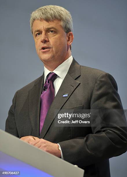 Shadow Health secretary Andrew Lansley addresses the Conservative Party Conference at the International Convention Centre, Birmingham.