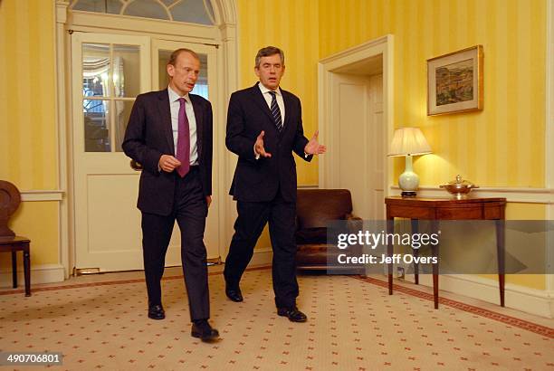 Gordon Brown interviewed by host Andrew Marr on BBC news and current affairs programme Sunday AM, 1st July 2007, . Number ten, No ten Downing Street.
