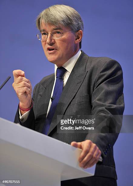 Conservative Party Shadow Secretary of State for International Development Andrew Mitchell addresses the Conservative Party Conference at The ICC,...
