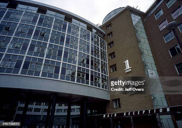The entrance to Main Reception at BBC Television Centre , Wood Lane, London.