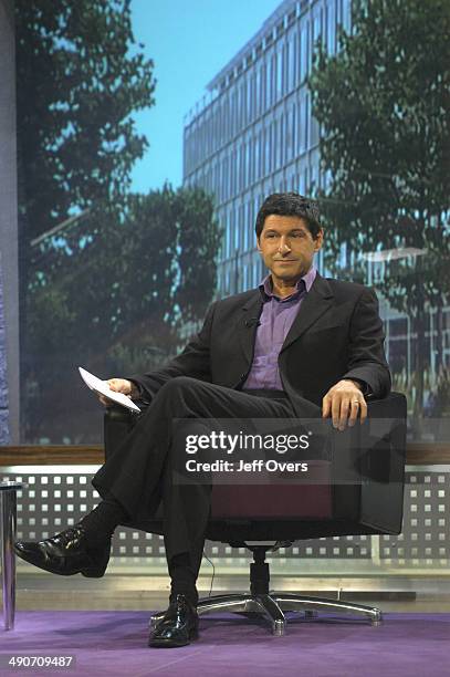 Jon Sopel sitting on the set of the BBC current affairs programme The Politics Show The show is transmitted Sunday lunchtime