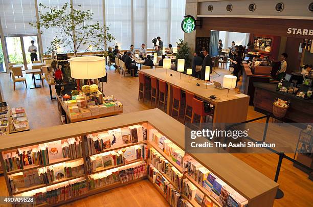 General view of the Ebina City Central Library, which outsources the operation to Japan's video rental and bookstores chain Culture Convenience Club...