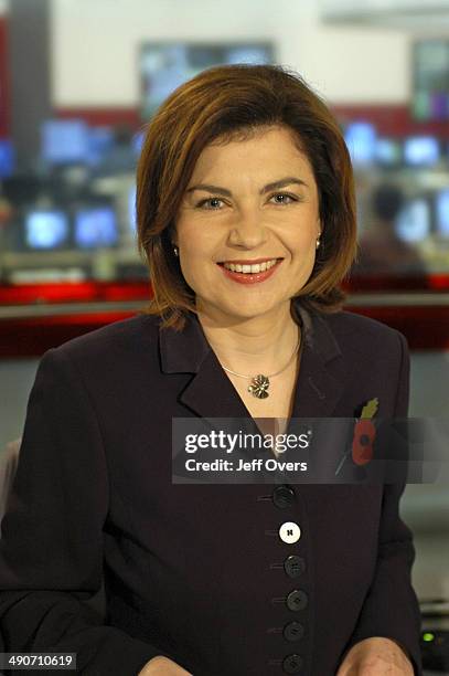 Jane Hill on the BBC News 24 studio set.
