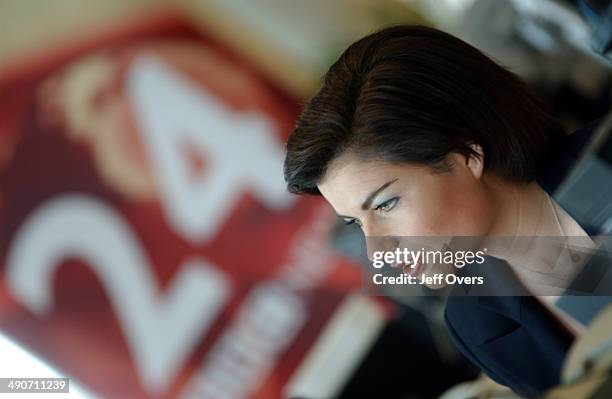 News 24 Presenter JANE HILL in the office shortly before going on air. September 2002