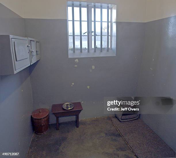 The cell once occupied by Nelson Mandela during his 27-year incarceration as a political prisoner, much of it spent here in Robben Island. The cell...