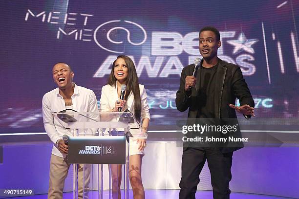 Park' hosts Bow Wow and Keshia Chanté, and actor/comedian Chris Rock attend BET's "106 & Park" 2014 BET Awards Nominations Special at BET Studios on...