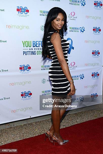 Miss USA 2012 Nana Meriwether attends the You Before Me benefit for the 100th birthday of The American Cancer Society on May 14, 2014 in Los Angeles,...
