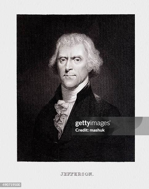 thomas jefferson, 3rd usa president - charlottesville stock illustrations