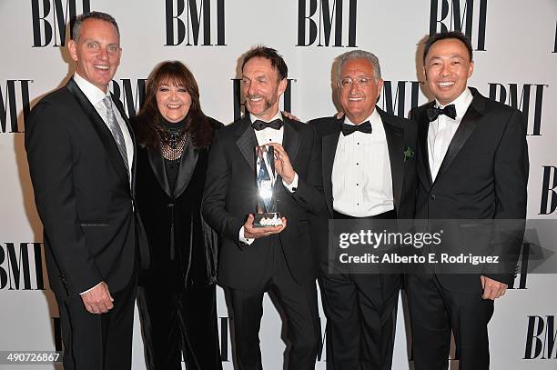 Michael O'Neill; BMI Vice President, Film/TV Relations Doreen Ringer-Ross; BMI Richard Kirk Award recipient Mychael Danna, BMI President Del Bryant...