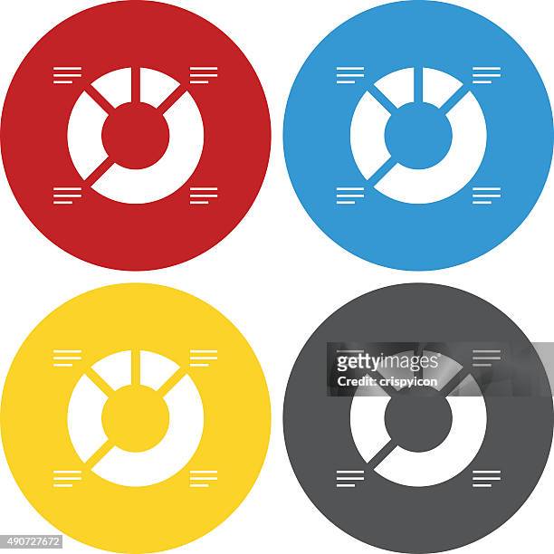 donut chart icon on circle buttons. - circleseries - blue donut white background stock illustrations
