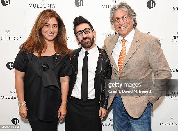 Maryam Eisler, Executive Editor of London Burning, Johnny Coca, Mulberry Creative Director, and Hossein Amirsadeghi, Publisher and editor of London...