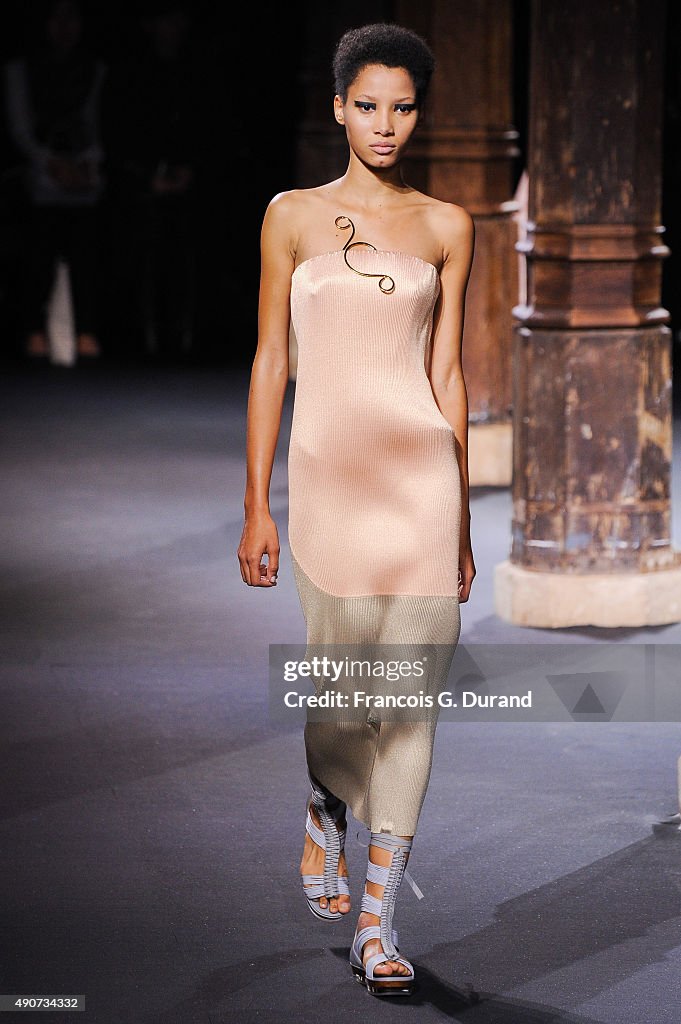 A model walks the runway during the Vionnet show as part of the Paris ...