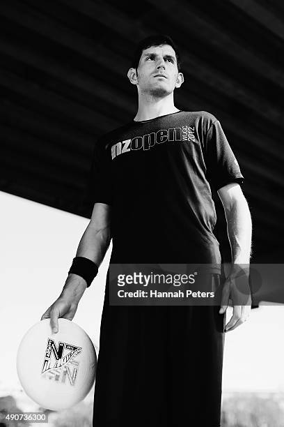 New Zealand Ultimate Frisbee player Zev Fishman poses for a portrait during a photoshoot on October 1, 2015 in Auckland, New Zealand. The...