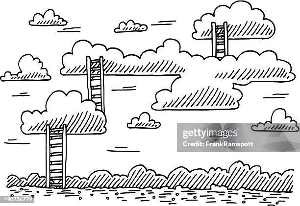 ilustraciones, imágenes clip art, dibujos animados e iconos de stock de ilustración del concepto de cloud pasos de escalera - bolígrafo y marcador