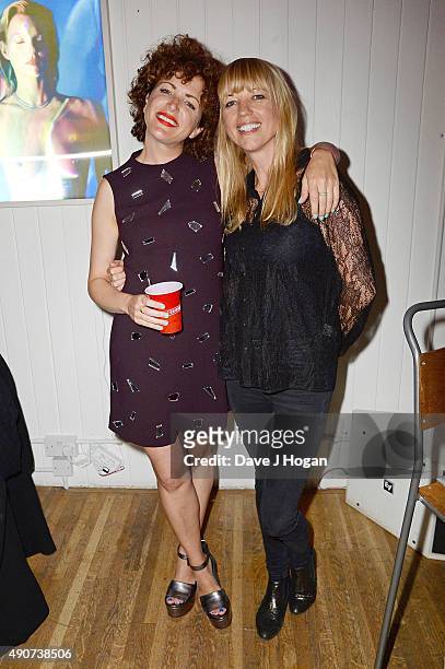 Annie Mac and Sara Cox attend the Anne Mac Presents 2015 album launch party at Lights Of Soho on September 30, 2015 in London, England.