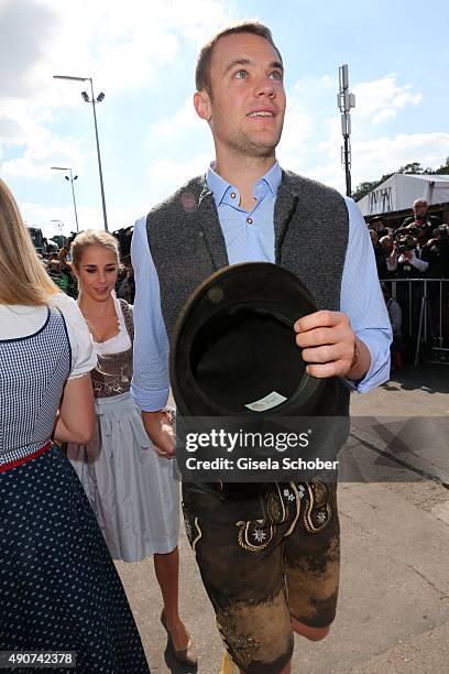 Manuel Neuer and Nina Weiss attend the 'FC Bayern Muenchen Wiesn' during Oktoberfest 2015 at Kaeferschaenke on September 30, 2015 in Munich, Germany.