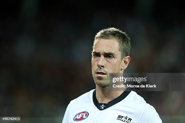 Nick Maxwell of the Magpies looks on before the round nine AFL match between the Adelaide Crows and the Collingwood Magpies at Adelaide Oval on May...