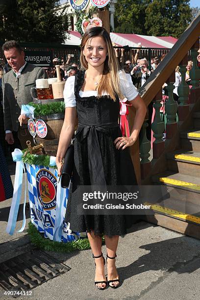 Robert Lewandowski partner Anna Stachurska attend the 'FC Bayern Muenchen Wiesn' during Oktoberfest 2015 at Kaeferschaenke on September 30, 2015 in...