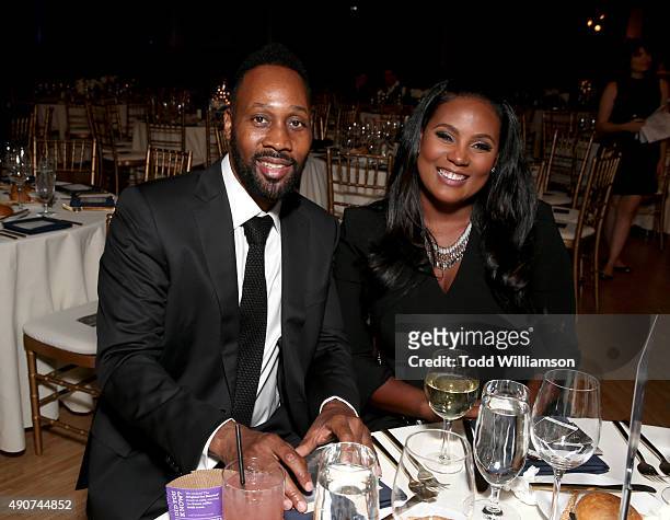 Recording artist RZA and Talani Rabb attend PETA's 35th Anniversary Party at Hollywood Palladium on September 30, 2015 in Los Angeles, California.