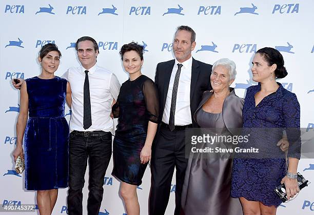 Actors Summer Phoenix , Joaquin Phoenix and Rain Phoenix, Jeffrey Weisberg, Arlyn Phoenix and actress Liberty Phoenix attend PETA's 35th Anniversary...