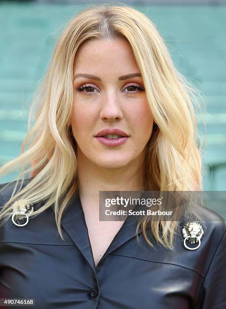 Singer Ellie Goulding poses during a 2015 AFL Grand Final Entertainment Media Opportunity at the Melbourne Cricket Ground on October 1, 2015 in...