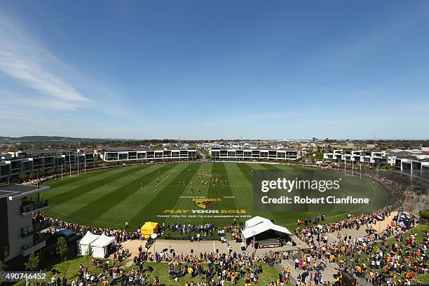 General view during a Hawthorn Hawks AFL training session at Waverley Park on October 1, 2015 in Melbourne, Australia.