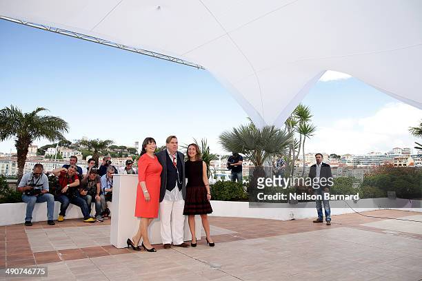 Actors Marion Bailey, Timothy Spall and Dorothy Atkinson attend the "Mr. Turner" photocall during the 67th Annual Cannes Film Festival on May 15,...