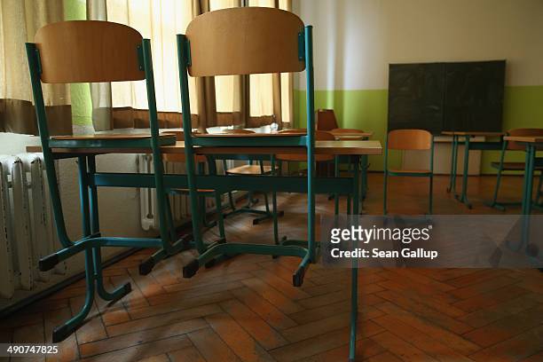 Music classroom stands empty at the Middle School on May 14, 2014 in Seifhennersdorf, Germany. The state of Saxony officially closed the...