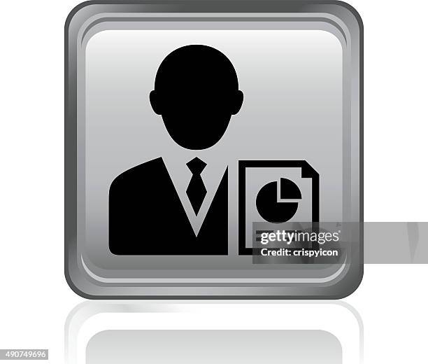 ilustraciones, imágenes clip art, dibujos animados e iconos de stock de empresario en un icono botón cuadrado. steelseries - director financiero