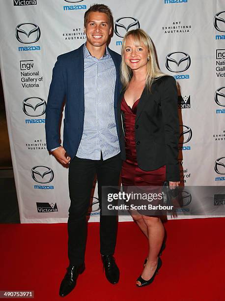 Andrew Swallow and his wife Elise Swallow arrive at the National Gallery of Victoria for the Opening Night of the Italian Masterpieces Exhibition on...