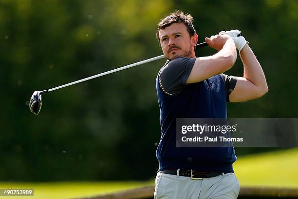 Jonathan Graham of Silloth on Solway Golf Club tees off on the 1st hole during the Glenmuir PGA Professional Championship North East Qualifier at...