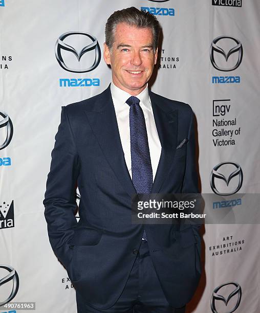 Pierce Brosnan arrives at the National Gallery of Victoria for the Opening Night of the Italian Masterpieces Exhibition on May 15, 2014 in Melbourne,...