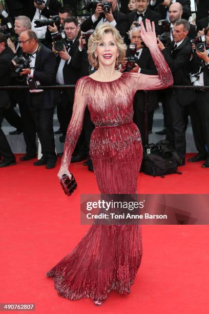 Jane Fonda attends the opening ceremony and "Grace of Monaco" premiere at the 67th Annual Cannes Film Festival on May 14, 2014 in Cannes, France.