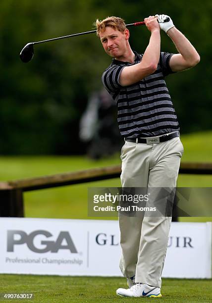 Alex Boyton of Skidby Lakes Golf Club tees off on the 1st hole during the Glenmuir PGA Professional Championship North East Qualifier at Moor...
