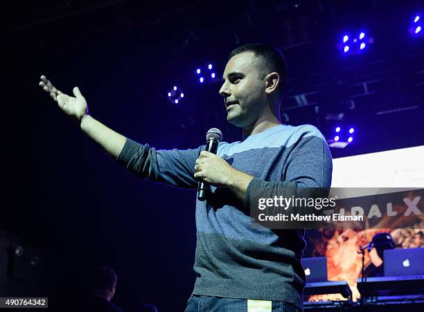 President, Advertising Week Lance Pillersdorf speaks on stage at the TIDAL Live event during Advertising Week 2015 AWXII at Webster Hall on September...