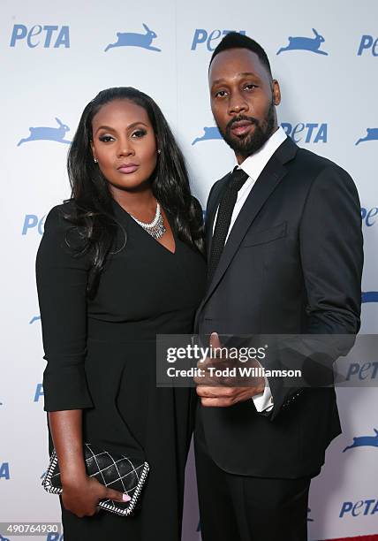 Talani Rabb and recording artist RZA attend PETA's 35th Anniversary Party at Hollywood Palladium on September 30, 2015 in Los Angeles, California.