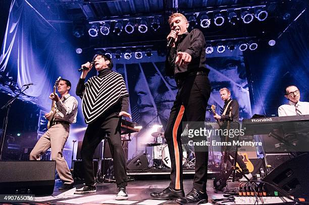 Nick McCarthy, Russell Mael, Alex Kapranos, and Ron Mael of FFS perform live at the Phoenix Concert Theatre on September 30, 2015 in Toronto, Canada.