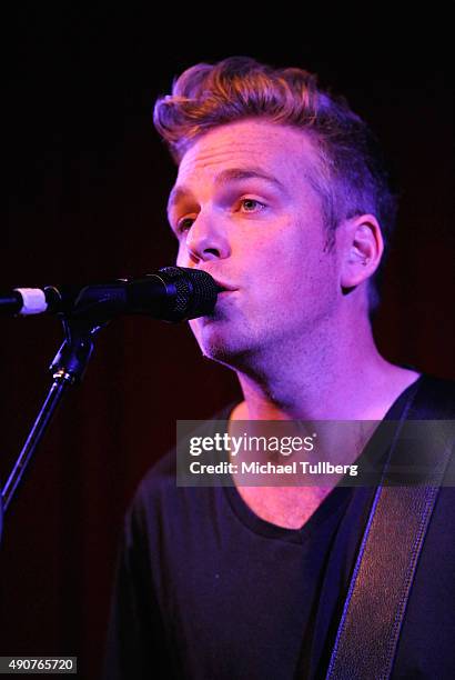 Musician Greg Holden performs at The Hotel Cafe on September 30, 2015 in Hollywood, California.