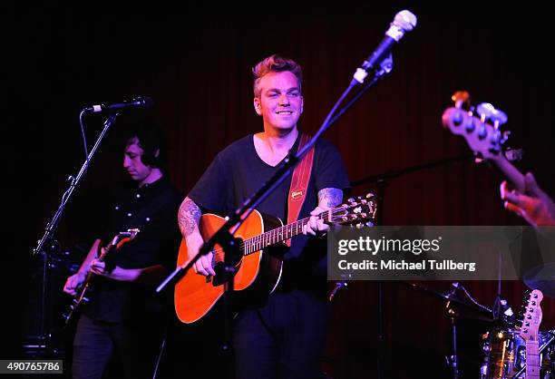 Musician Greg Holden performs at The Hotel Cafe on September 30, 2015 in Hollywood, California.