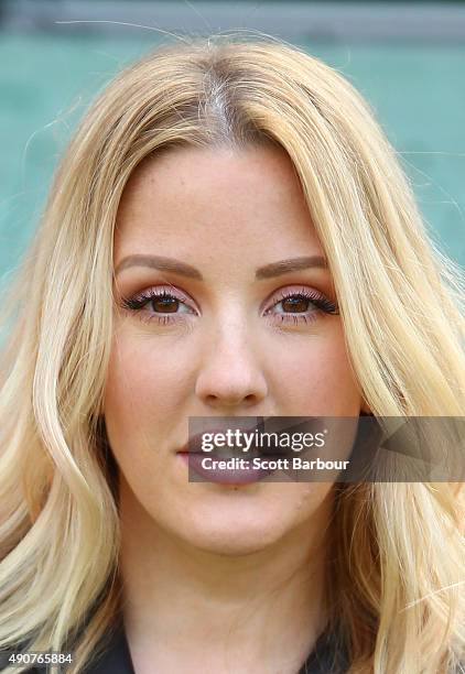 Singer Ellie Goulding poses during a 2015 AFL Grand Final Entertainment Media Opportunity at the Melbourne Cricket Ground on October 1, 2015 in...