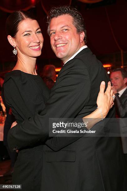 Marcella Siegel and her husband Christoph Sieder during Ralph Siegel's 70th birthday party at Schuhbeck's Teatro on September 30, 2015 in Munich,...