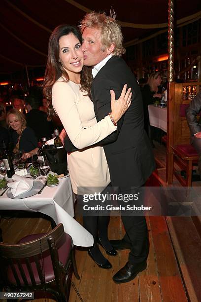 Alexandra Polzin and her husband Gerhard Leinauer during Ralph Siegel's 70th birthday party at Schuhbeck's Teatro on September 30, 2015 in Munich,...