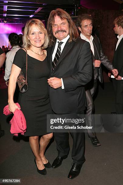 Leslie Mandoki and his wife Dr. Eva Mandoki during Ralph Siegel's 70th birthday party at Schuhbeck's Teatro on September 30, 2015 in Munich, Germany.