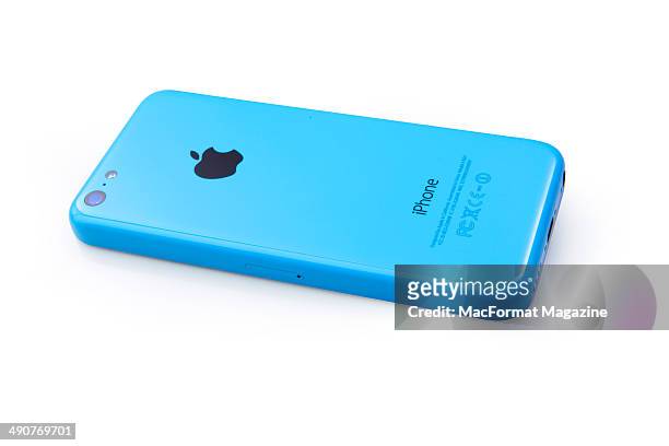 Rear detail of an Apple iPhone 5C photographed on a white background, taken on September 20, 2013.