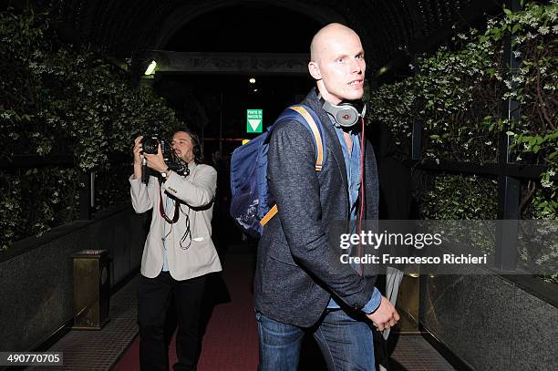 Maciej Lampe, #30 of FC Barcelona arrives at the to Marriot Hotel Milan as part of Turkish Airlines Euroleague Final Four on May 14, 2014 in Milan,...