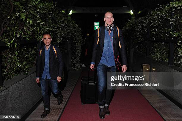 Maciej Lampe, #30 of FC Barcelona arrives at the to Marriot Hotel Milan as part of Turkish Airlines Euroleague Final Four on May 14, 2014 in Milan,...